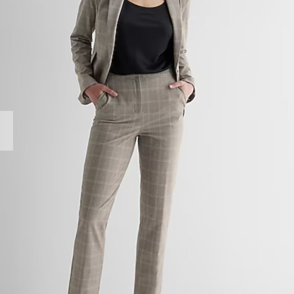 Editor Super High Waisted Plaid Straight Ankle Pant size 10